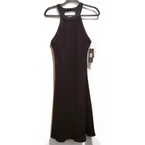 sachin and babi light blue dress ASOS DESIGN sheer halter maxi dress with seamed flare skirt in black main image 0